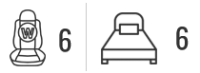 6 sedežev / 6 ležišč 6 sedežev / 6 ležišč
